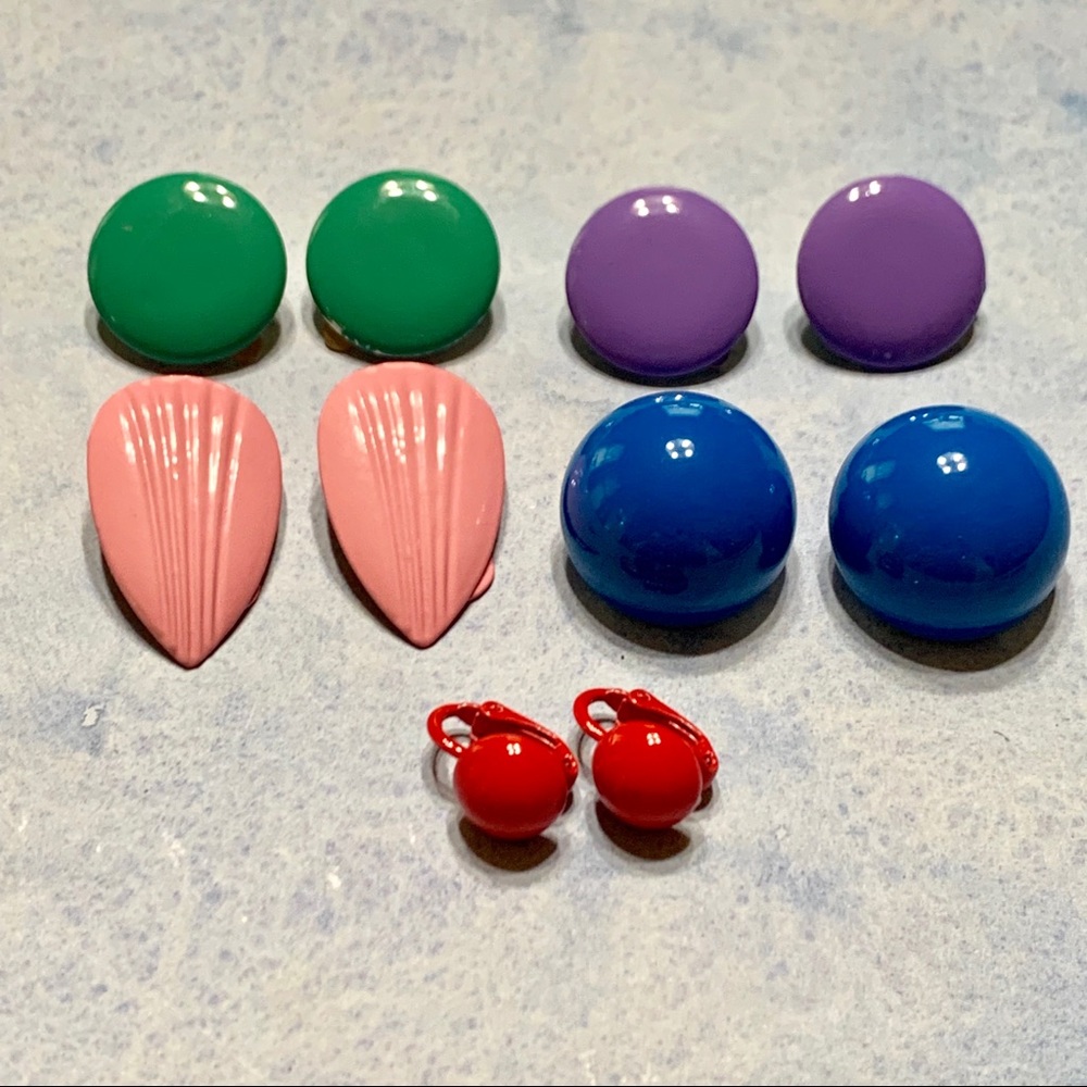Vintage Enamel Clip Earrings Lot  Lightweight